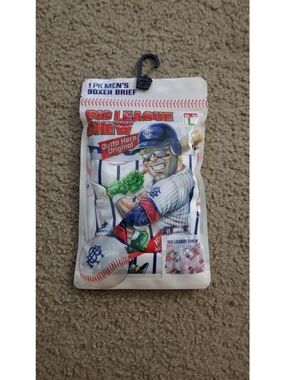 Big League Chew Men’s Boxer Briefs - White with Navy Stripe